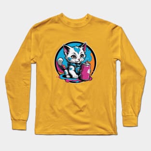 Kitten Graffiti Artist. Long Sleeve T-Shirt